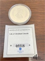 Life of Abraham Lincoln 24 KT Gold Layered Coin