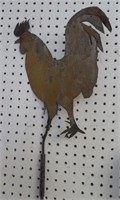 Painted Country Rooster Cut Out 22" w/ Pole