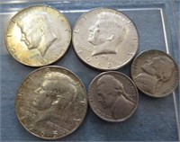 3 Kennedy 1/2 $'s, 2 J. Nickels
