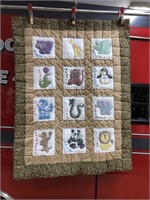 41 x 530Embroidered Animals, Crib Quilt