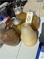 L250- AMBER GLASS JARS AND VASES