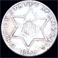 1858 Three Cent Silver XF