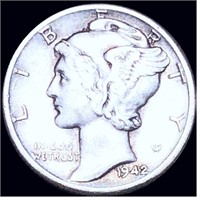 1942/1-D Mercury Silver Dime NEARLY UNCIRCULATED