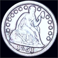 1851 Seated Liberty Dime NEARLY UNCIRCULATED