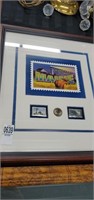 Greetings from Maine stamp and quarter framed