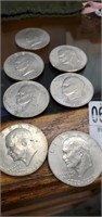 7 Eisenhower dollar coins