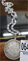 1900 silver Morgan dollar necklace