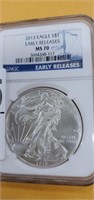 2013 early release  Silver eagle ngc ms 70