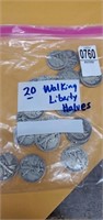 20 walking liberty half dollars