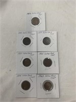 7 Indian Head Pennies, 1859 - 1899