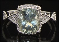 Natural 3.61 ct Green Amethyst & Diamond Ring