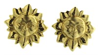 14kt Gold Large 24 mm Sun-Face Earrings