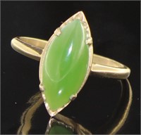 10kt Gold Natural Marquise Jade Ring