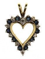 10kt Gold Natural Sapphire & Diamond Pendant