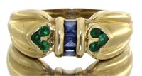 14kt Gold Natural Sapphire & Emerald Ring