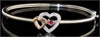 10kt Gold/Sterling Silver Diamond/Ruby Bracelet