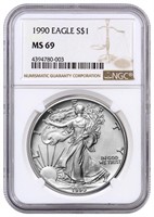 1990 MS69 American Eagle Silver Dollar