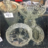 Glassware-Bowls, Vase, Punchbowl w Ladle