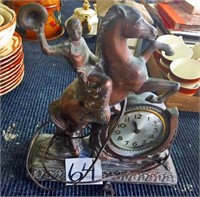 Vintage Horse & Cowboy Elec. Clock-13"T