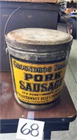 Groundhog Brand Pork Sausage Tin w Bail