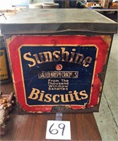 Sunshine Biscuits Tin-Square w Hinged Lid