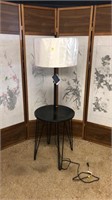 Artisan Side Table with Attached Lamp