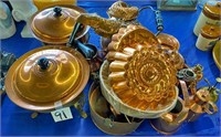 Copper/Brass Molds, Chafing Dishes, Tea Kettle, et