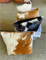 4 Black/Brown/White Cowhide Pillows - Tote