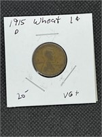 Rare Key Date 1915 D Lincoln Wheat Cent  VG+ Grade