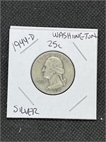 1944 D WWII Washington Silver Quarter