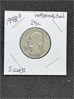 1948 D Washington Silver Quarter