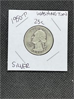 1950 D Washington Silver Quarter