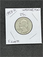 1953 D Washington Silver Quarter