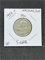 1957 P Washington Silver Quarter XF High Grade