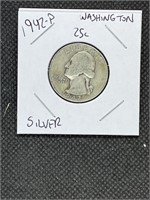 1942 P WWII Washington Silver Quarter