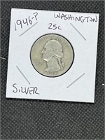 1946 P Post WWII Washington Silver Quarter