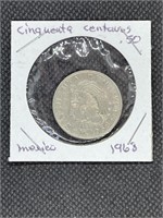 1968 Mexico Cinquenta Centavos 50 Cents MS High Ge