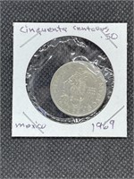 1969 Mexico Cinquenta Centavos 50 Cents MS High