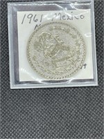 Rare 1961 Silver Mexico Very Fine High Grade