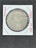 1960 Mexico Silver Un Peso AU High Grade