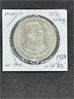 1958 Mexico Silver Un Peso MS High Grade