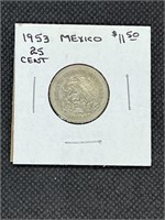 1953 Mexico 25 Cents High Grade Coin