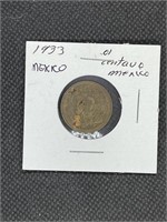 Early 1933 Mexico SIlver 1 Centavo Coin