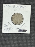Beautiful Early 1936 Mexico 5 Centavos G55 Coin