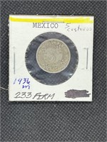 Beautiful Early 1936 M Mexico 5 Centavos Coin