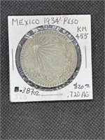 Rare 1934 Mexico Silver UN PESO Nice Coin