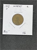 Rare 1912 D Wheat Cent Very Good High Grade