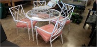 Patio Dining Set: Glass, Metal Table with Four