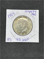 1964 Kennedy Silver Half Dollar MS High Grade