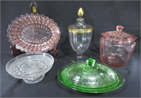 A Lot of Pressed Glass Vessels and Serving Dishes